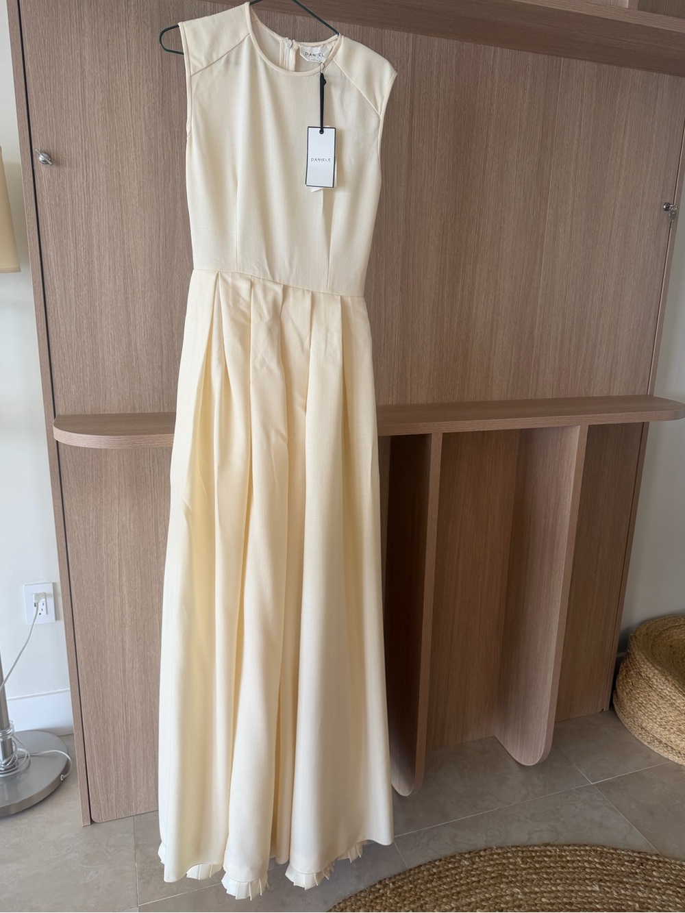 Sandro Cream Sleeveless Pleated Maxi Dress